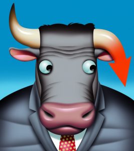 Markets, down, wall street, bull, horns